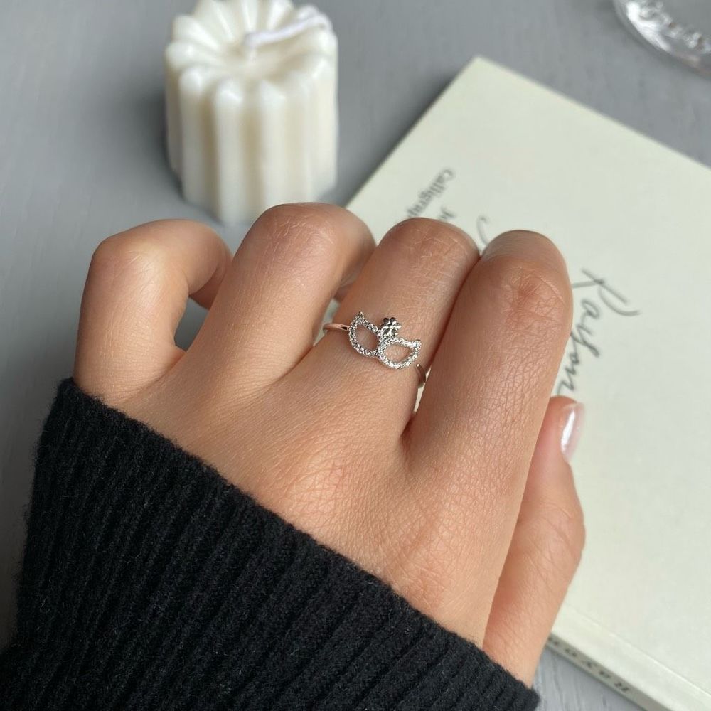 18K White Gold Plated Masquerade Open Adjustable Ring